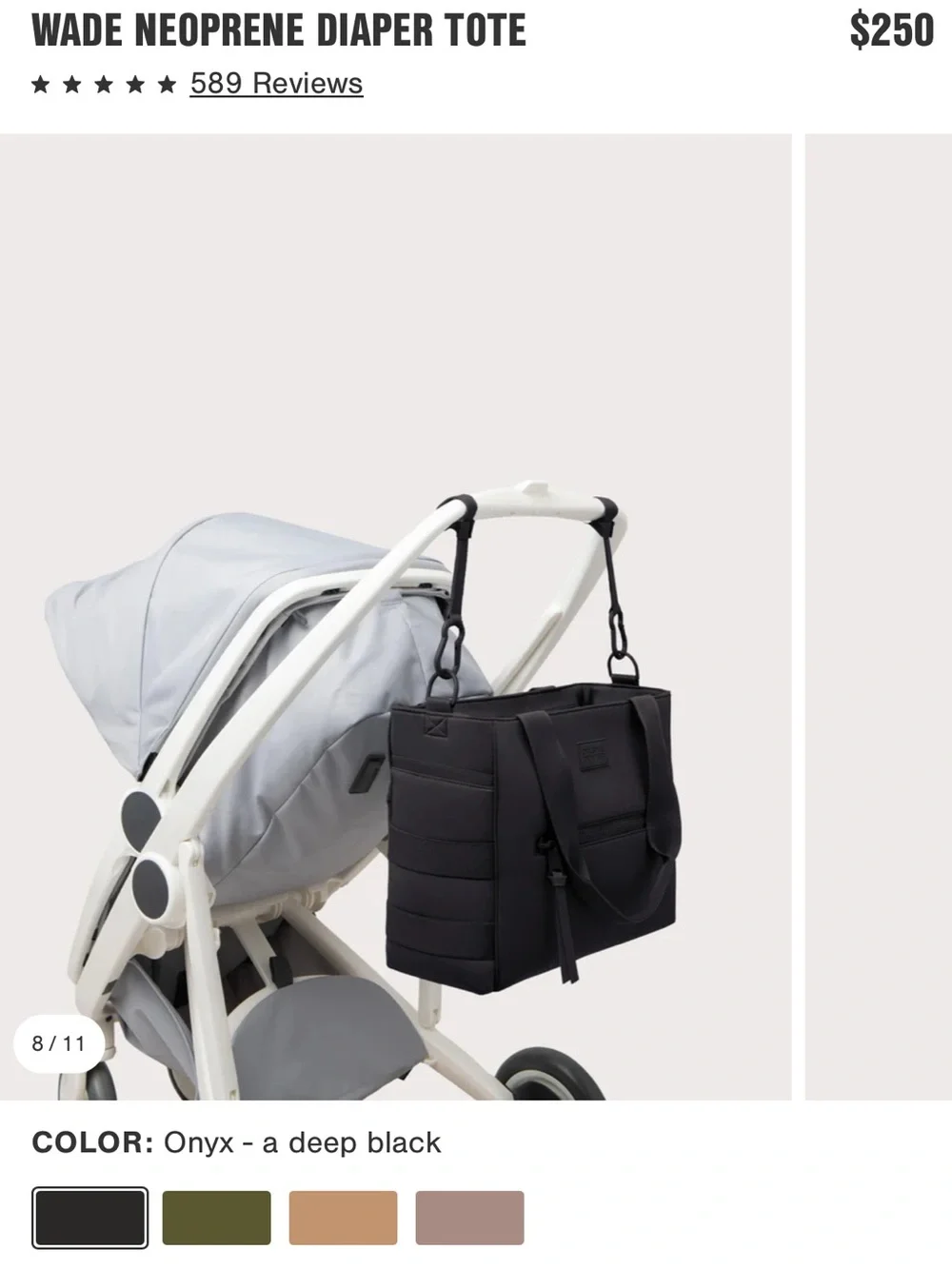 Dagne Dover Onyx Black Neoprene Diaper Tote